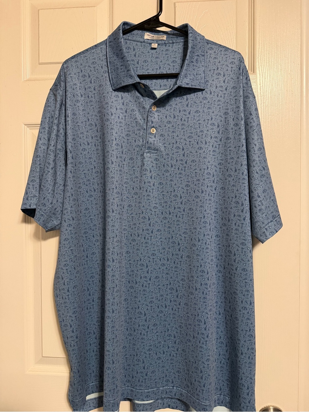 Peter Millar Blue Micro-Pattern Polo